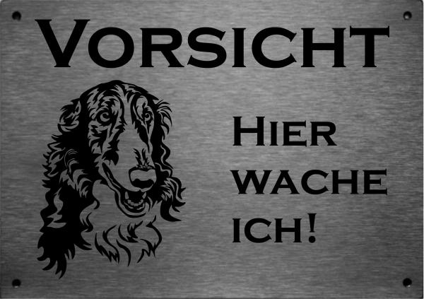 Edelstahl Warnschild Barsoi VORSICHT Hier wache ich!